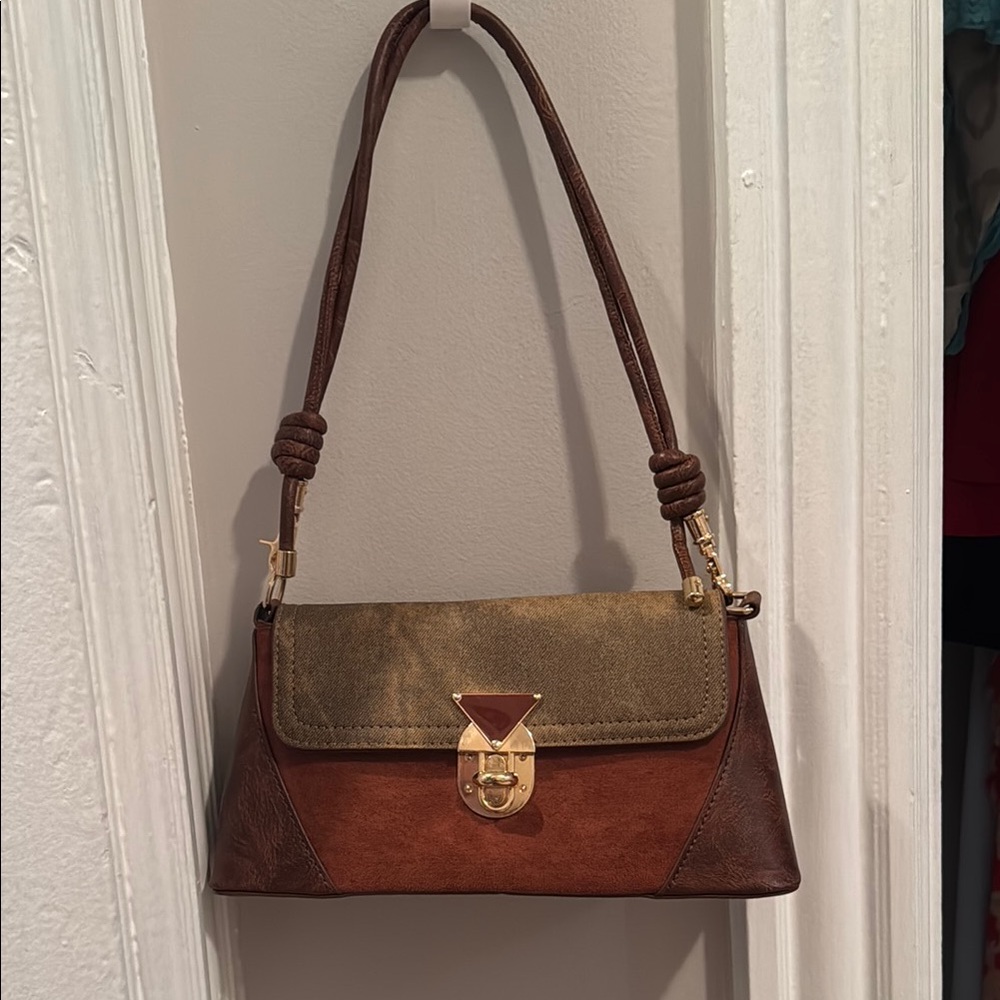 Brown and Gold Shoulder Bag